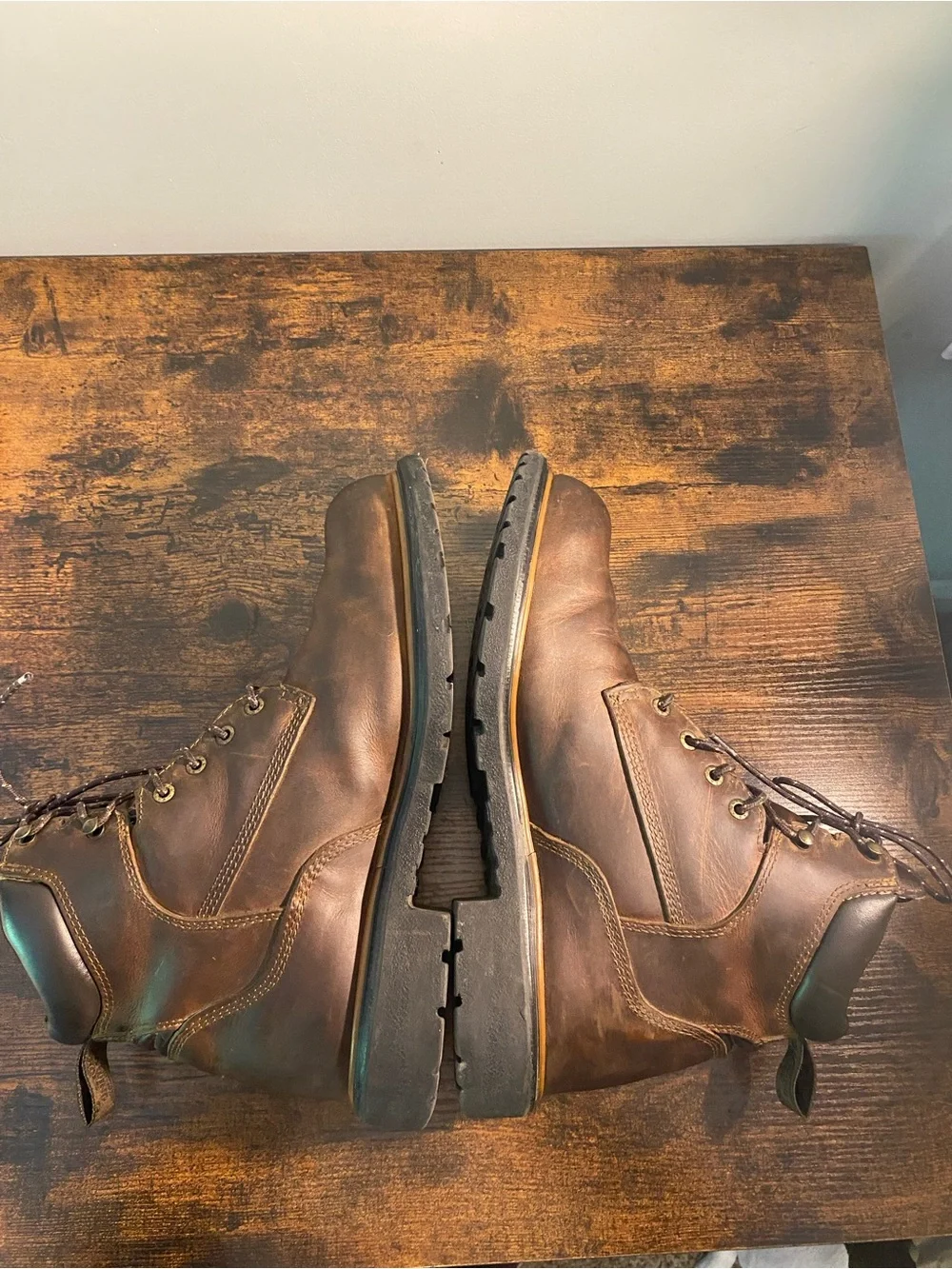 Red Wing Shoes Brown Leather Lace-Up Work Boots